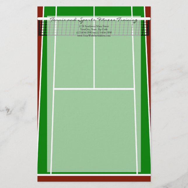 Tennis Court Layout Graphic Stationery (Front)