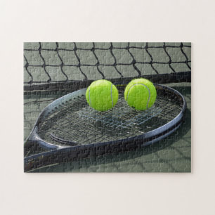Tennis Court Racquet & Tennis Balls Jigsaw Puzzle
