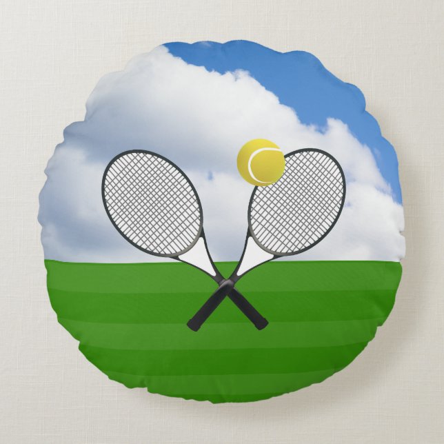 Tennis court & TENNIS RACKETS Round Cushion (Front)
