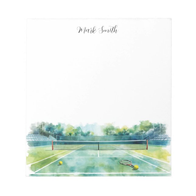 Tennis Court watercolor Notepad (Front)