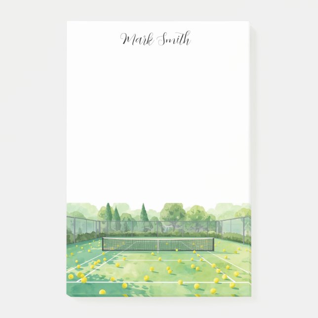 Tennis Court watercolor Post-it Notes (Front)