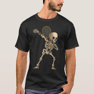 Tennis Dabbing Skeleton Tennis With Racket Hallowe T-Shirt