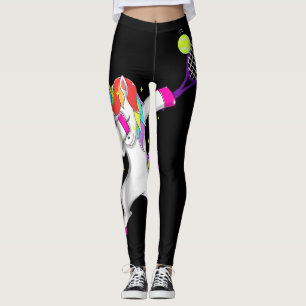 tennis dabbing unicorn  girls women player gift leggings