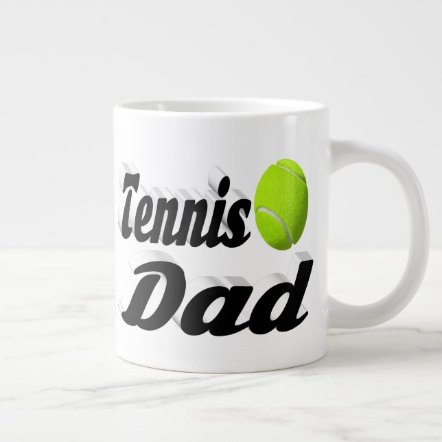 Tennis Dad half text  Giant Coffee Mug (Right)
