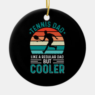 Tennis Dad Retro Sunset Ceramic Tree Decoration