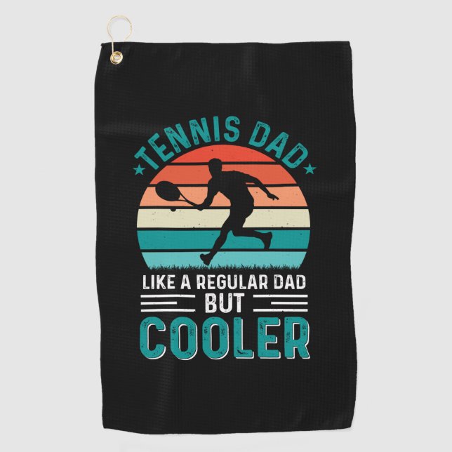 Tennis Dad Retro Sunset Golf Towel (Front)