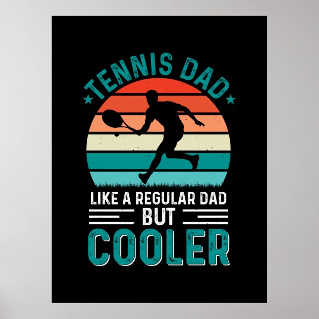 Tennis Dad Retro Sunset Poster (Front)