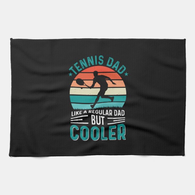 Tennis Dad Retro Sunset Tea Towel (Horizontal)