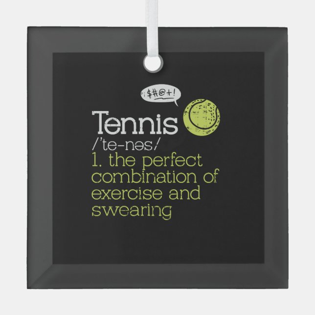 Tennis Definition Glass Tree Decoration (Front)