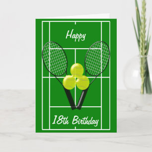 Tennis Design Personalised 18th Birthday Card
