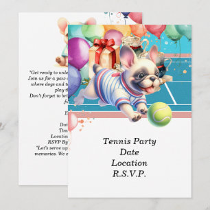Tennis Dog Birthday Party Invitation