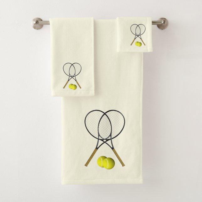 Tennis Doubles Cream Bath Towel Set (Insitu)