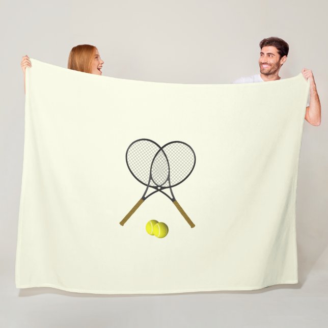 Tennis Doubles Cream Fleece Blanket (In Situ)