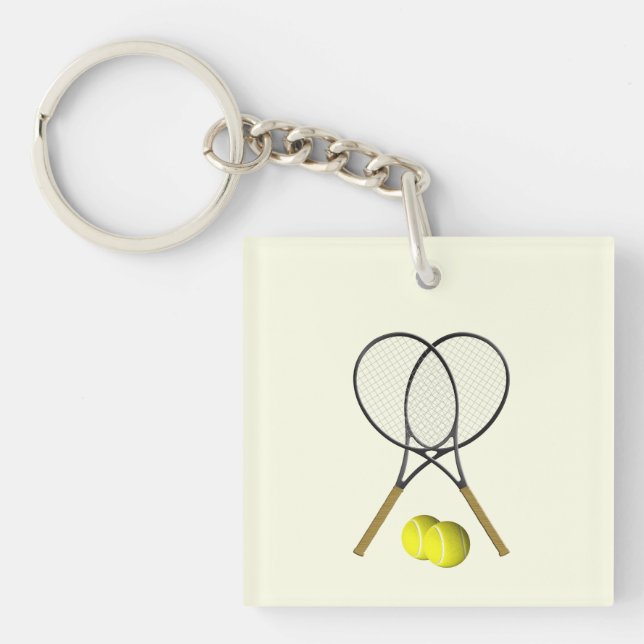 Tennis Doubles Cream Key Ring (Front)
