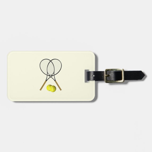 Tennis Doubles Cream Luggage Tag (Front Horizontal)
