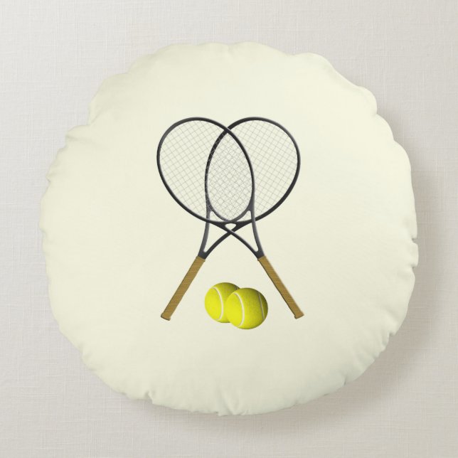 Tennis Doubles Cream Round Cushion (Front)