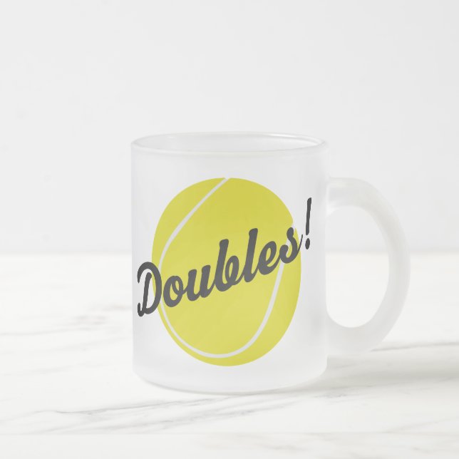 Tennis Doubles Gift Frosted Glass Coffee Mug (Right)