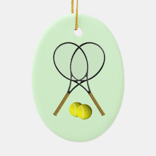 Tennis Doubles Green Ceramic Tree Decoration