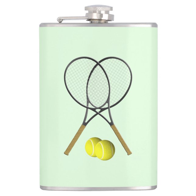 Tennis Doubles Green Hip Flask (Front)