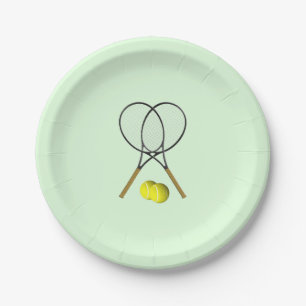 Tennis Doubles Green Paper Plate