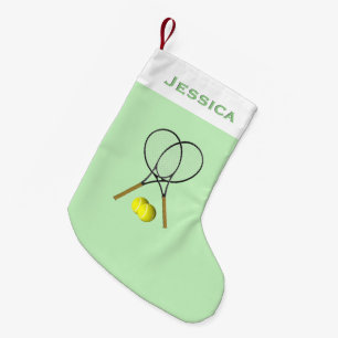 Tennis Doubles Green Small Christmas Stocking