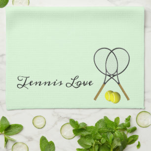 Tennis Doubles Green Tea Towel