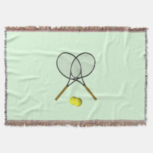 Tennis Doubles Green Throw Blanket