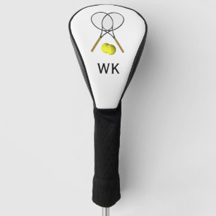 Tennis Doubles White Monogram Golf Head Cover
