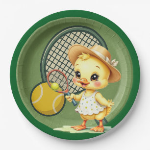 Tennis Duck player on the court Paper Plate