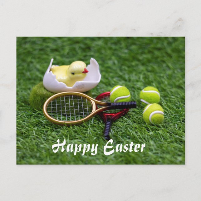 Tennis Easter holiday with racket and balls Postcard (Front)