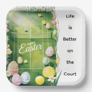 Tennis Easter themed with colourful balls and eggs Paper Plate