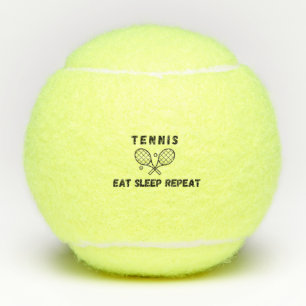 Tennis Eat Sleep Repeat Funny Quote Typography Fun Balls
