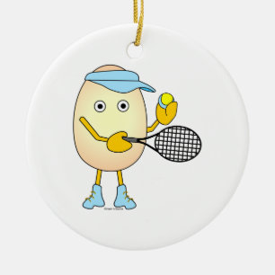 Tennis Egghead  Ceramic Tree Decoration