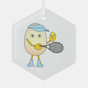 Tennis Egghead Glass Tree Decoration