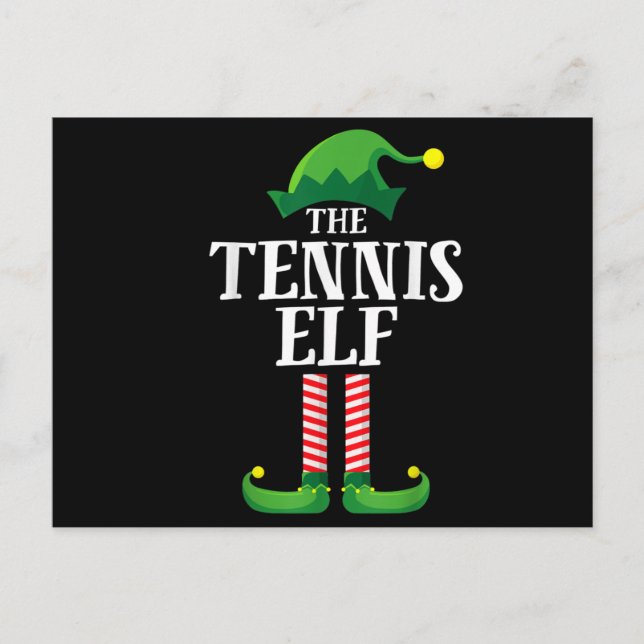 Tennis Elf Matching Family Group Christmas Party Announcement Postcard (Front)