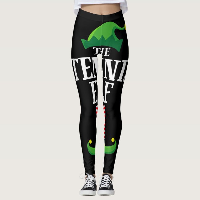 Tennis Elf Matching Family Group Christmas Party Leggings (Front)