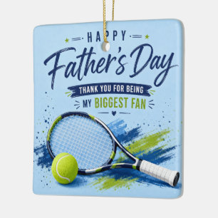 Tennis Father’s Day for Dad Blue Watercolor Ceramic Ornament