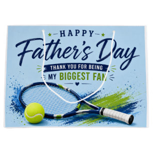 Tennis Father’s Day for Dad Blue Watercolor Large Gift Bag
