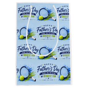 Tennis Father’s Day  for Dad Blue Watercolor Medium Gift Bag