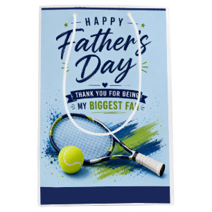 Tennis Father’s Day  for Dad Blue Watercolor Medium Gift Bag