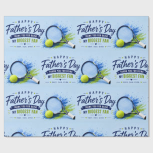 Tennis Father’s Day for Dad Blue Watercolor Wrapping Paper