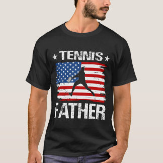 Tennis FATHER USA Flag Father's Day T-Shirt