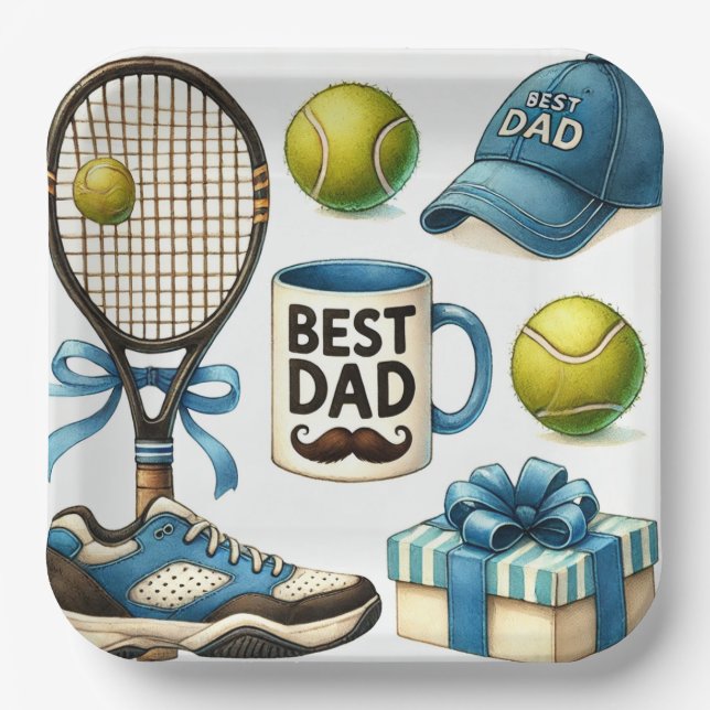 Tennis Father's Day Party or Birthday themed Paper Plate (Front)