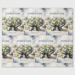 Tennis Father's Day with racket and flowers Wrapping Paper