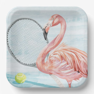 Tennis Florida Tennis Flamingo Paper Plates