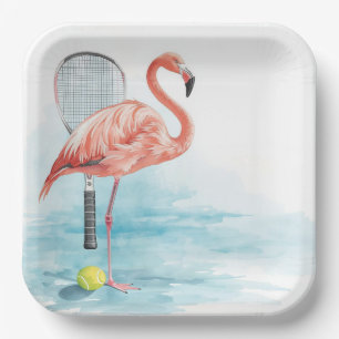 Tennis Florida Tennis Flamingo Paper Plates