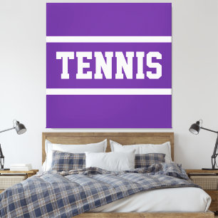 TENNIS Fun Athletic Royal Purple White Stripes Canvas Print