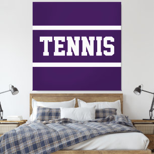TENNIS Fun Bold Athletic Deep Purple White Stripes Canvas Print