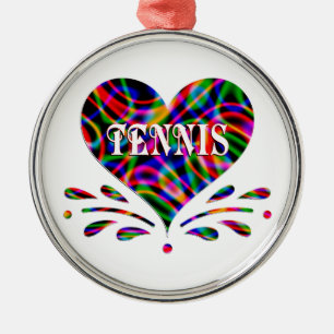 Tennis Fun Heart Metal Tree Decoration
