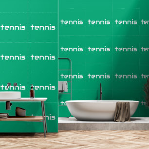 TENNIS Fun Refined White Sleek Text On Green Blue Wallpaper